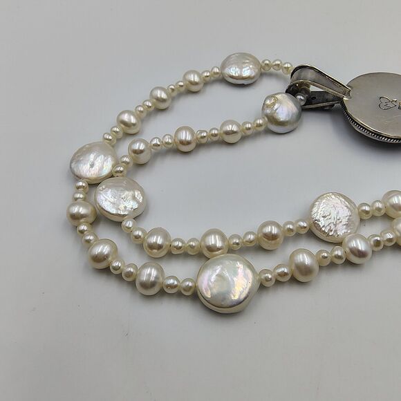 Mars And Valentine Sterling 925 Charcoal Druzy Sapphire Pearl Swallow Necklace - Picture 15 of 16